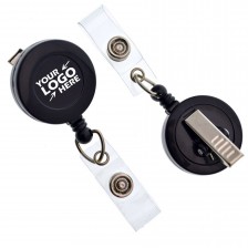 Round Retractable Badge Holder with Alligator Clip